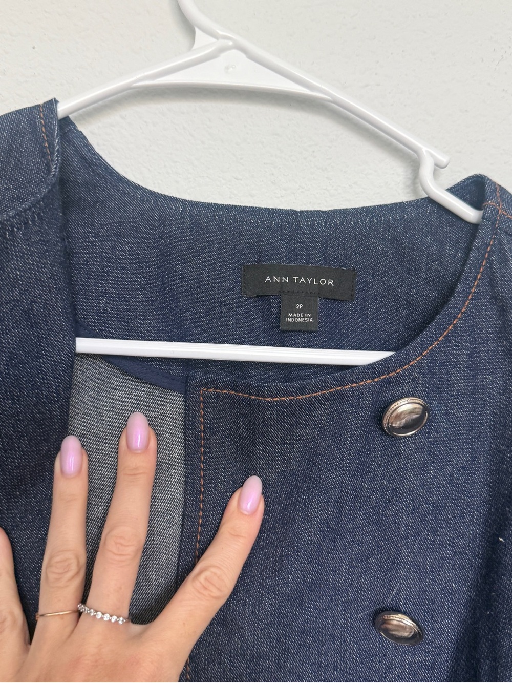 Ann Taylor Dark Blue Denim Double-Row Button Jacket - Picture 7 of 7